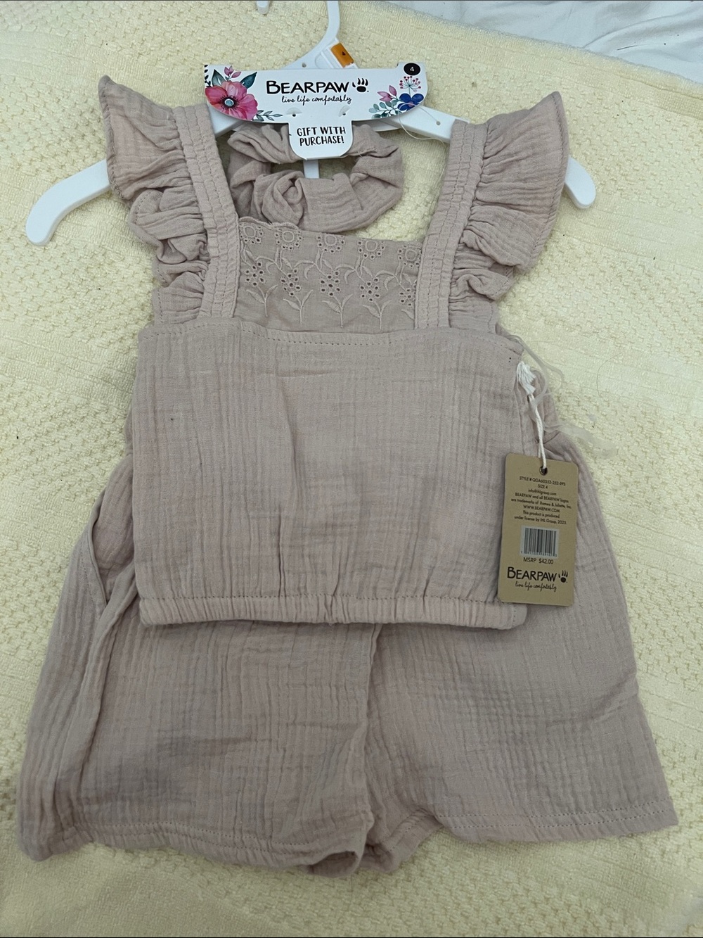 BearPaw Girls' Mauve Ruffle Romper Set